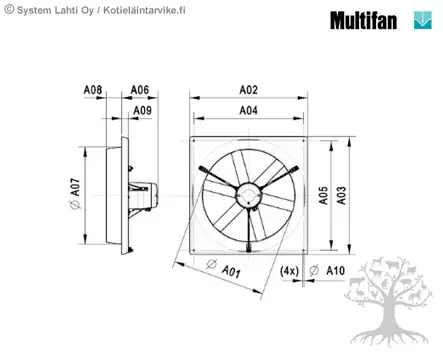 Multifan Laippapuhallin 63cm - Ilmastointi, Jäähdytys - V6E63AAM10100 - 3